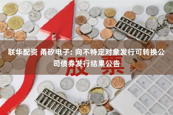 联华配资 甬矽电子: 向不特定对象发行可转换公司债券发行结果公告
