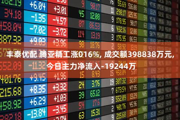 丰泰优配 腾亚精工涨016%, 成交额398838万元, 今日主力净流入-19244万